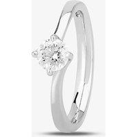 1888 collection Women's Platinum 0.40ct Diamond Twisted Solitaire Ring in Silver | Size: O