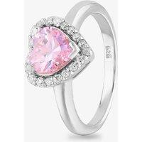 Starbright Women's Sterling Silver Heart Shaped Cubic Zirconia Halo Ring THB-03R PK-56