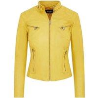 TruClothing Women's Real Leather Classic Racer Style Slim Fit Biker Jacket in Yellow | Size: 20