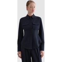 Hobbs London Women's Dannie Cinched-Waist Collard Shirt in Dark Navy | Size: 6
