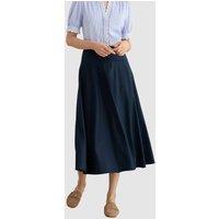 Hobbs London Women's Lilliana Linen Blend Midi Skirt in Dark Navy | Size: 20