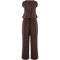 WOVCOR Women's 2-Piece Sleeveless Blouse & Wide Leg Trousers Co-ord in Brown | Size: 8