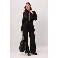 WOVCOR Women's 2-Piece High Neck Long Sleeve Regular Fit Co-ord Set in Black | Size: 2XL