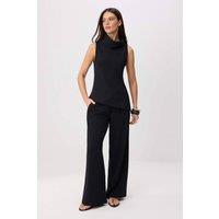 WOVCOR Women's 2-Piece Sleeveless Blouse Wide Leg Trouser Co-ord in Black | Size: 12