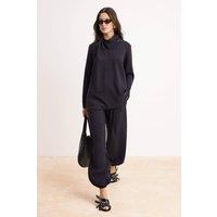 WOVCOR Women's Scarf Detail Tunic Wide Leg Trouser Co-ord in Black | Size: 16