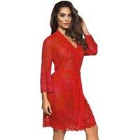 KDMD Women's Red Satin Negligee with Matching Belt