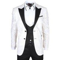 Infinity Leather Men's 4 Piece Paisley Wedding Suit Tailor Fit in White | Size: 42R