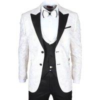 Infinity Leather Men's 4 Piece Paisley Wedding Suit Tailor Fit in White | Size: 48R