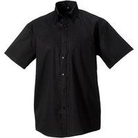 Russell Collection Men's Ultimate Non-Iron Short-Sleeved Shirt in Black | Size: 19.5 in