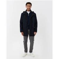 threadbare Men's Showerproof Hooded Longline Mac with Patch Pockets in Navy | Size: XL