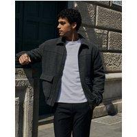 threadbare Men's Herringbone Faux Wool Collared Jacket in Grey | Size: Medium