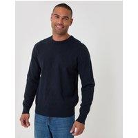 threadbare Men's Diamond Textured Crew Neck Jumper in Blue | Size: XL