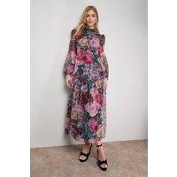 Oasis Women's Printed Dropped Curved Waist Long Sleeve Maxi Dress | Size: 12