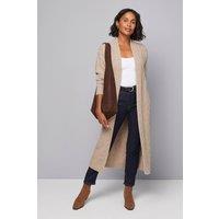 Wallis Women's Longline Maxi Cable Cardigan in Khaki | Size: XL