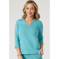 Penny Plain Women's Sage Hi Back V-Neck Top in Green | Size: 10-12