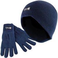 THMO Women's Hat & Gloves Winter Set in Navy | Size: Small