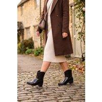 Spot On Women's Western Style Ankle Wellington Boots in True Black | Size: 8