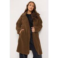 Yours Women's Teddy Borg Coat in Chocolate | Size: 14