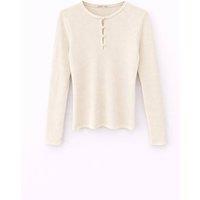 MixRay Women's Button Detailed Crew Neck Sweater in Cream | Size: Large