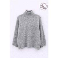MixRay Women's Oversized Ribbed Turtleneck Sweater in Grey