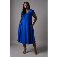 Coast Women's Plus Ponte Midi Dress With Square Neckline in Cobalt | Size: 24