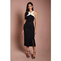 Coast Women's Cross Neck Bow Detail Pencil Dress in Mono | Size: 14