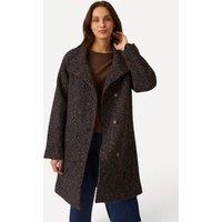 Damart Women's Thermal Wool Blend Tweed-Look Longline Coat in Brown | Size: 16