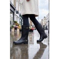 Elle Sport Women's Buckle Detail Wellington Boots in True Black | Size: 4