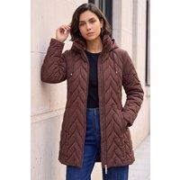 Roman Women's Zig Zag Padded Coat in Chocolate | Size: 12