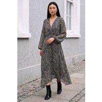 Roman Women's Animal Twist Front Dress in Black | Size: 10