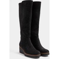 Yours Women's Wedge Boots In Wide E & Extra Wide EEE Fit in Black | Size: 7EEE