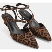 Long Tall Sally Women's Leopard Asymmetric Kitten Heels In Standard Fit in Brown | Size: 9