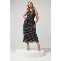 Yours Women's Polka Dot Maxi Dress in Chocolate | Size: 10