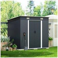 Living and Home 4x8FT Metal Storage Tool Shed for Garden Patio in Black