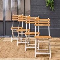 sweeek Set of 4 folding acacia garden chairs, 40 x 52 x 85 cm in White