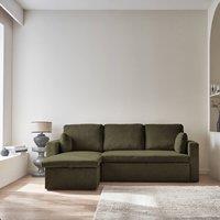 sweeek 3-seater corduroy corner sofa bed in Khaki