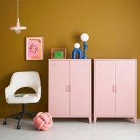 sweeek Set of 2 metal cabinets/wardrobes 2 doors L 75 x W 33 x H 110 cm in Pink