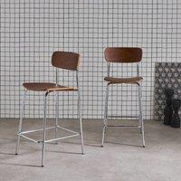 sweeek Vintage metal & plywood bar stool (set of 2) in Brown