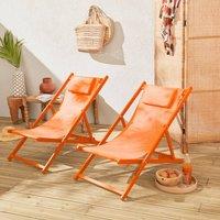 sweeek Set of 2 Aluminium multi-position sun loungers in Orange