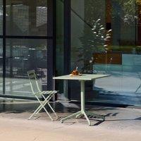 sweeek Square folding bistro garden table, steel seats 2 in Light Green