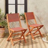 sweeek Pair of foldable wooden garden chairs in Terracotta
