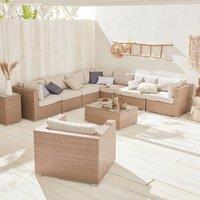 sweeek 8-10-seater premium polyrattan garden sofa set in Beige