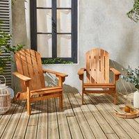 sweeek Pair of wooden garden deck chairs in Brown