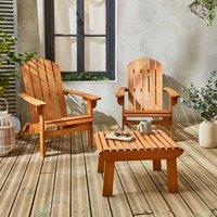 sweeek Pair of wooden deck chairs with footrests in Brown