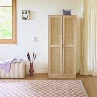sweeek Cane & wood effect 2-door wardrobe with hanging space & storage in Beige