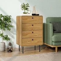 STILVORA Chest of Drawers with 4 Drawers & Oak Effect Finish in Light Oak
