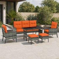 STILVORA Garden furniture set with dining table & cushions in Orange