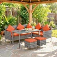 STILVORA 5-Piece Garden Dining Set with Glass Table in Orange