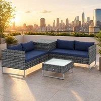 STILVORA 4 Piece Garden Furniture Set with Storage Table in Dark Blue