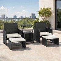 STILVORA 6 Piece Patio Furniture Set with Nesting Tables in Black